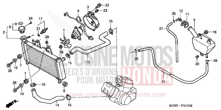 RADIATOR for Shadow VT125C ACCURATE SILVER METALLIC (NH146) from 2001